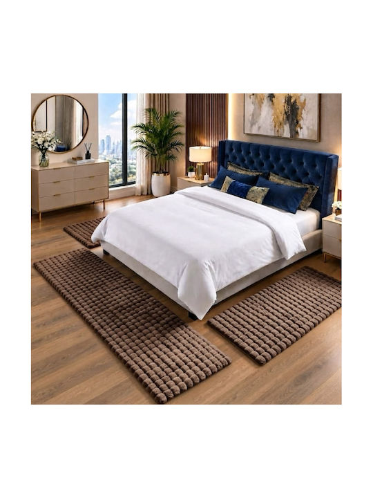 SpitiBazaar Modern Velvet Mocha Bedroom Rug Set...