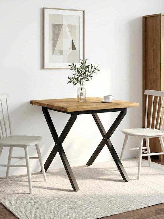 Square Dining Table Solid Wood & Metal 70x70x75 cm
