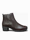Leather Women's Ankle Boots with Medium Heel Marron