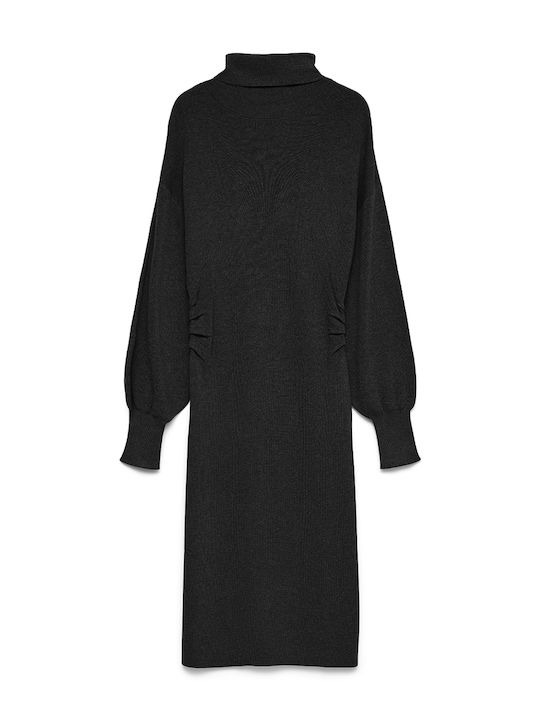 Vero Moda Миди рокля с висока яка Черна