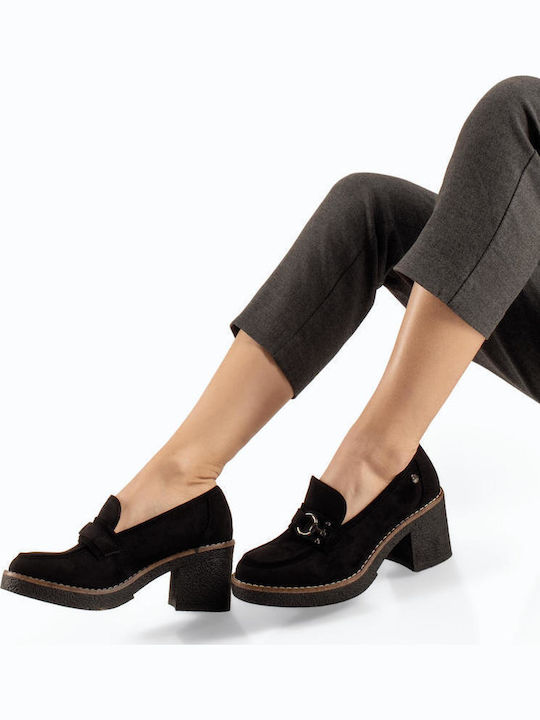 Zak Suede Γυναικεία Loafers σε Μαύρο Χρώμα SD57106