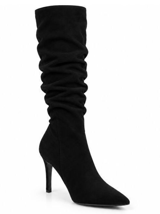 Elenross Schwarze Damenstiefel aus Wildleder mi...