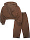 Kids Tracksuit Set With Jacket Brown
