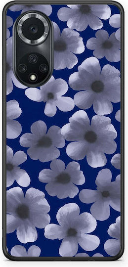 Smartfits Husă Huawei Nova 9 Honor 50 cu Flori Albastru Deschis pe Fundal Bleumarin