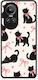 Smartfits Black Kittens Pink Bows on Cream Large Oppo Reno10 Pro Case