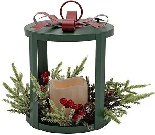 Eurolamp Christmas Metal Lantern Bronze Battery-Powered 22.5x17 cm