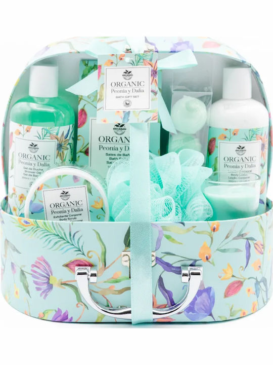 Becasan Vintage Peony & Dahlia Valiză Set Îngrijire pentru Hidratare & Curățare Corp 10 Bucăți