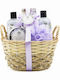 Becasan Botanicals Lavender Aroma Set de Îngrijire în Coș de Rachită pentru Hidratare și Curățarea Corpului 5 Bucăți