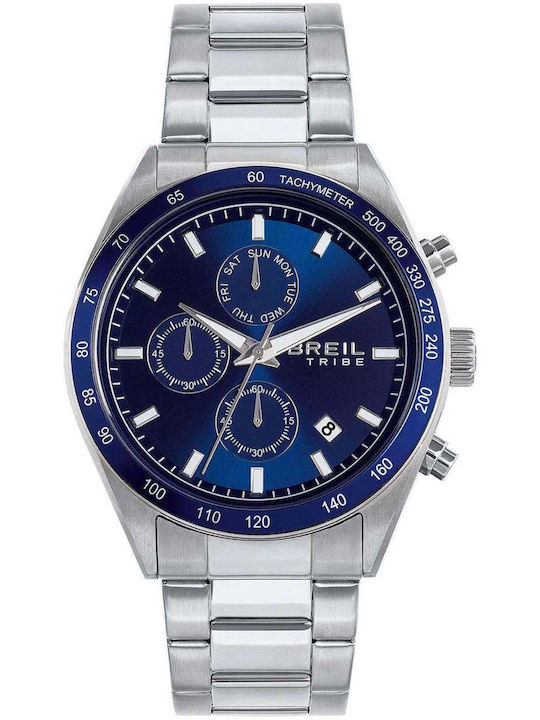 Men's Battery Chronograph Watch with Silver Stainless Steel Bracelet