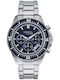 Men’s Chronograph Battery-Powered Watch with Silver Stainless Steel Bracelet
