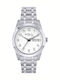 Men's Battery-Powered Watch with Silver Stainless Steel Bracelet