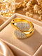 Kingleap Women's Ring with Stones in Gold-Plated Steel