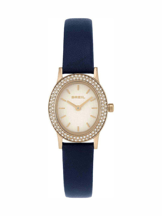 Women's Battery-Powered Watch with Blue Leather Strap