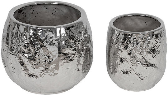 Eurolamp Silver Ceramic Plant Pot 34x41x34 cm