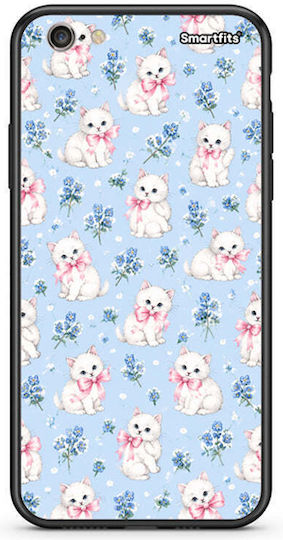 Smartfits White Kittens Blue Flowers Small iPhone 6 Plus 6s Plus Case