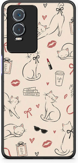 Smartfits Minimal Cat Fashion Doodles On Cream Vivo Y76 5g Y76s Y74s Θήκη