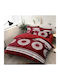 Kraft World Bettlakenset mit 2 Kopfkissenbezügen, Super-Doppel, mit Gummizug, 160 × 240 + 25 cm, Rot (3 Stück)