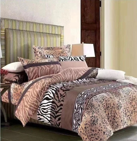 Kraft World Bettlaken-Set mit 2 Kopfkissenbezügen, Super-Doppel, mit Gummizug, 160x240+25 cm, Beige (3 Stück)