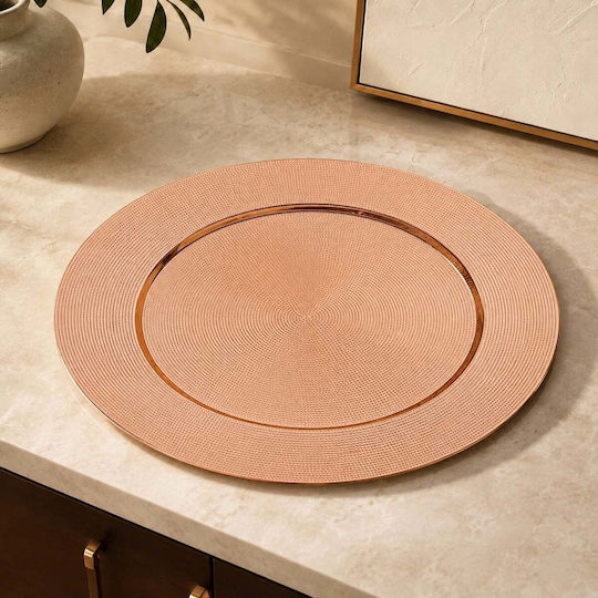 K-m Rose Dekorativer Teller Rund Metallisch Goldfarben 40x40 cm