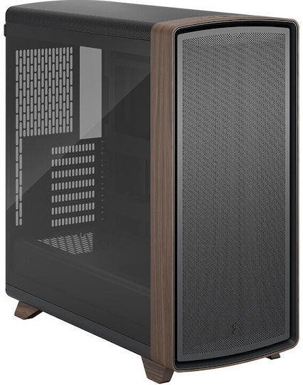 Summit Gaming Midi Tower Κουτί Υπολογιστή με Πλαϊνό Παράθυρο Light Tint Black/Wood