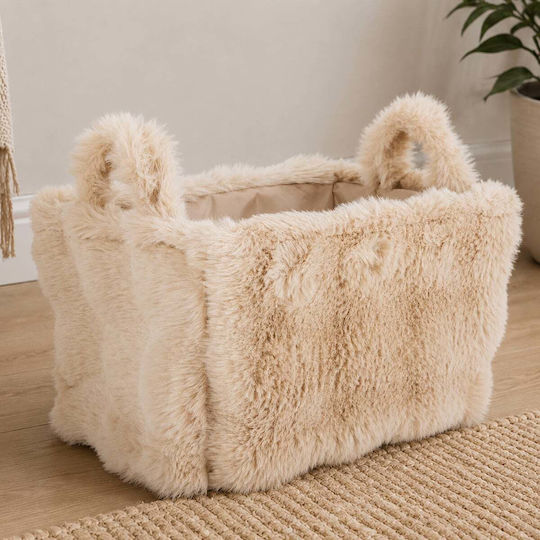 Coș de Depozitare din Material Textil Bej 38x26x24cm