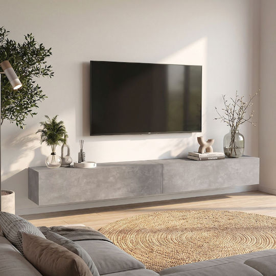 Espanse TV-Wandregal in Beton-Grau 241,8x31,7x30 cm