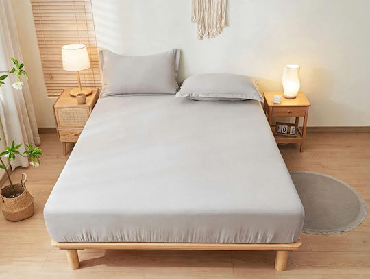 Kraft World Super-Double Fitted Sheet 160x240+30cm Light Grey BES-KAX160-Light Grey