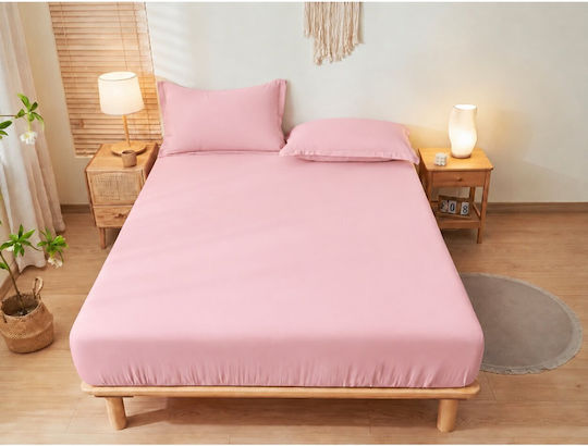 Kraft World Super-Doppelbettlaken Mit Gummizug 160x240+30 cm Rosa BES-KAX160-Rosa
