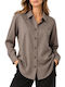 Long Sleeve Women's Brown Shirt