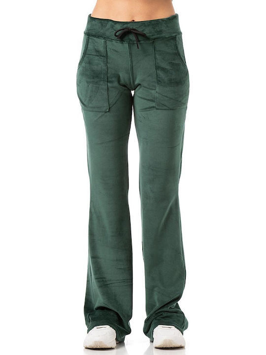 Bodymove Pantaloni de Trening din Catifea Verde...