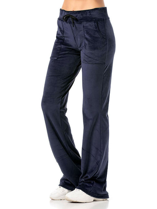 Bodymove Pantaloni de Trening din Catifea Albaștri