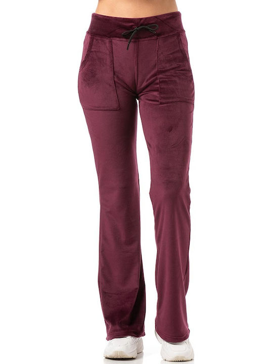 Bodymove Pantaloni de Trening din Catifea Burgundy
