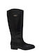 Damenstiefel aus Leder Schwarz