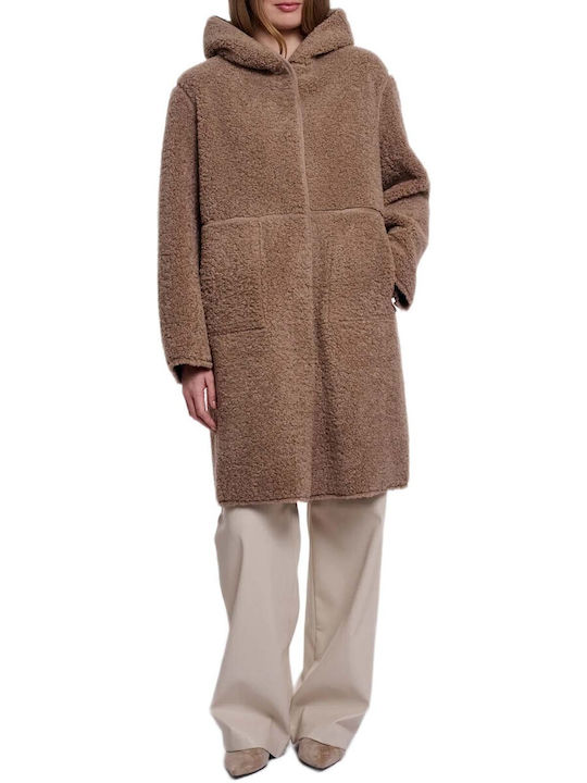 Rino&Pelle Bouclé Women's Coat Mocha Latte with...