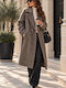 Long Beige Women's Denim Jacket