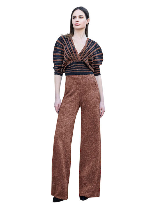 Γυναικείο Υφασμάτινο Παντελόνι Amber Brown Multi