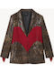 Lumina Langer Damenblazer Marrone mit Pailletten