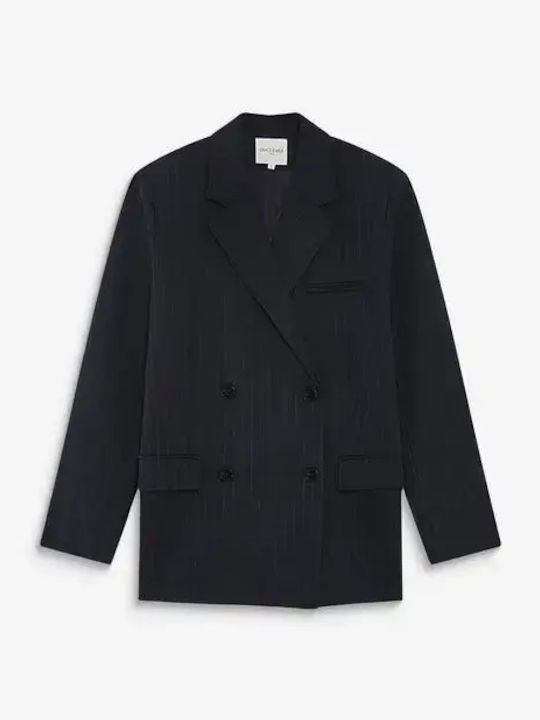 Grace & Mila Langer Doppelreihiger Damenblazer Dark Blue