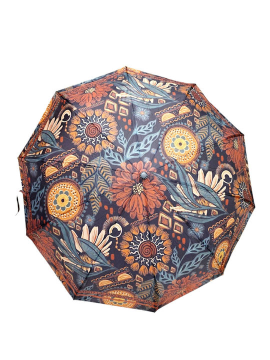Windproof Automatic Compact Orange Rain Umbrella
