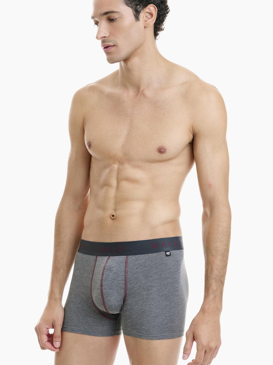 Walk Ανδρικά Μποξεράκια Γκρι-μπορντο 2Pack