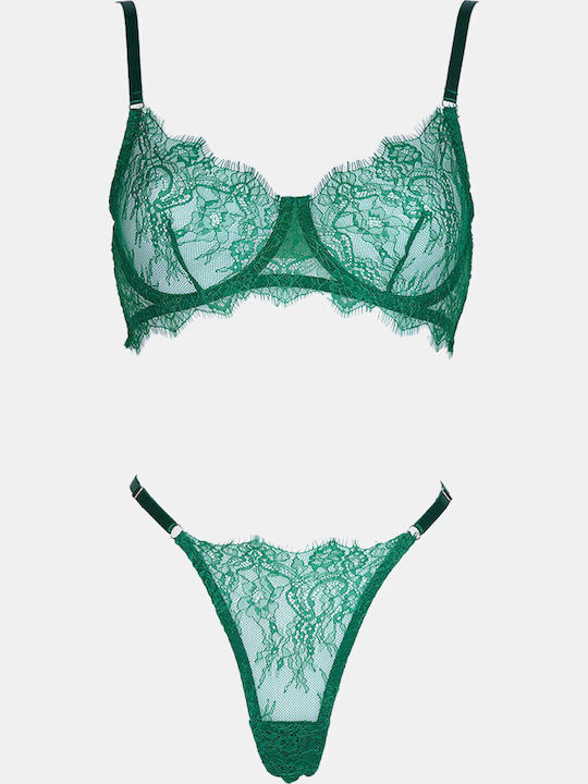 Decoro Spitzen-Dessous-Set mit Slip in Zypresse...
