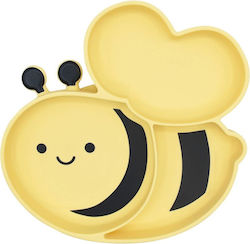 Melii Bee-Shaped Silicone Kids' Dinner Plate Ye...