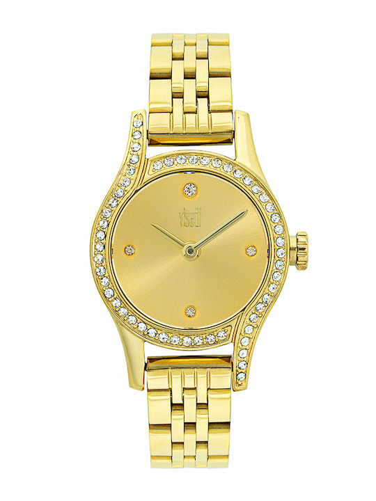 Women's Battery-Powered Watch with Gold Stainless Steel Bracelet