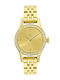 Women's Battery-Powered Watch with Gold Stainless Steel Bracelet