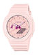 Women's Battery-Powered Watch with Pink Rubber Strap