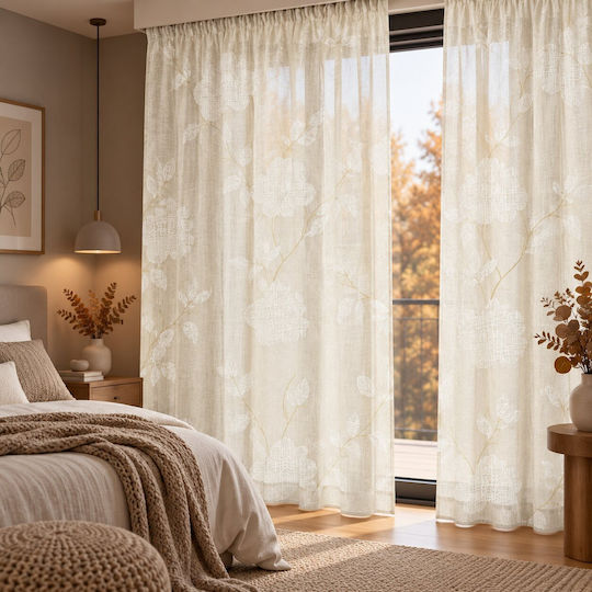 Kraft World Перде с перделък в цвят екрю 270x270 см.