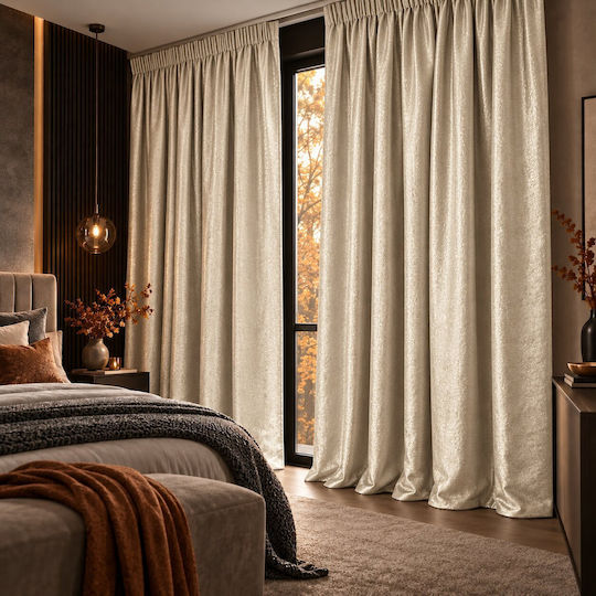 Kraft World Перде с перделък, светлобежово 270x270 см