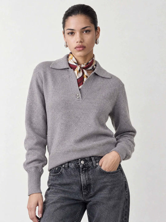 Women's Long Sleeve Grey Blouse