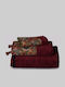White Fabric Tansy Hand Towel 30x50cm Burgundy Weight 600g/m²