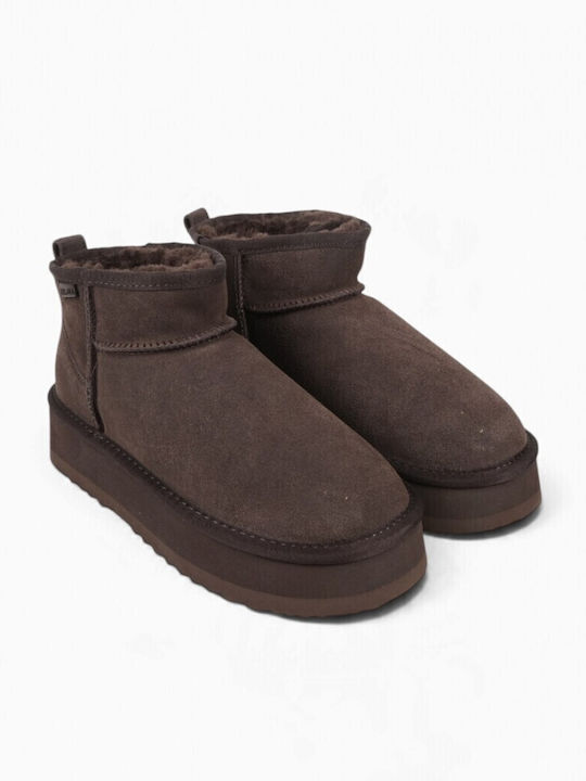 Kelara Braune Damen-Wildleder-Stiefeletten mit ...